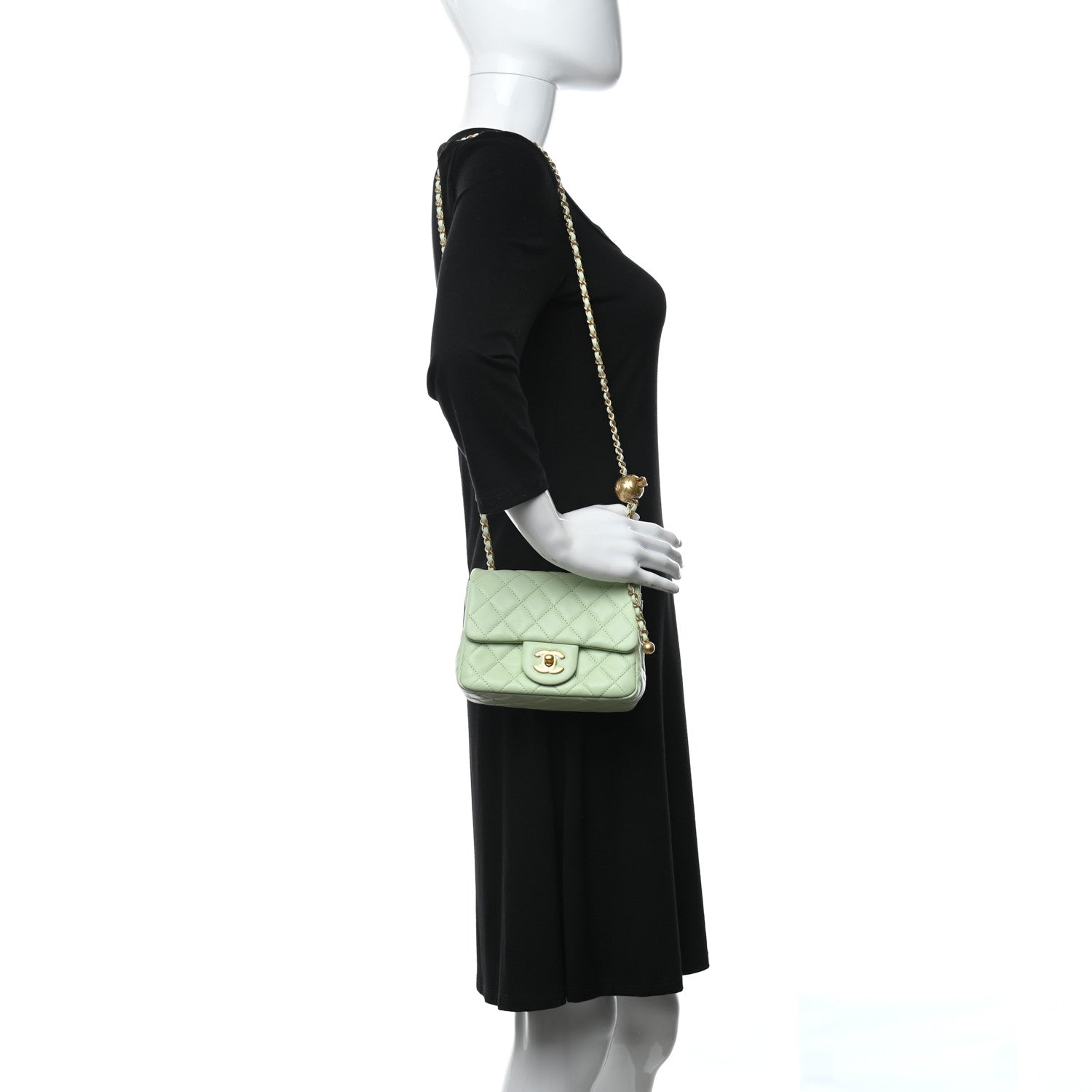 Chanel Lambskin Quilted Mini Pearl Crush Flap Light Green 2 of 11