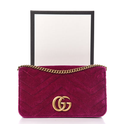 Gucci Velvet Matelasse GG Marmont Mini Bag Fuchsia Violet Cyclamen 10 of 10