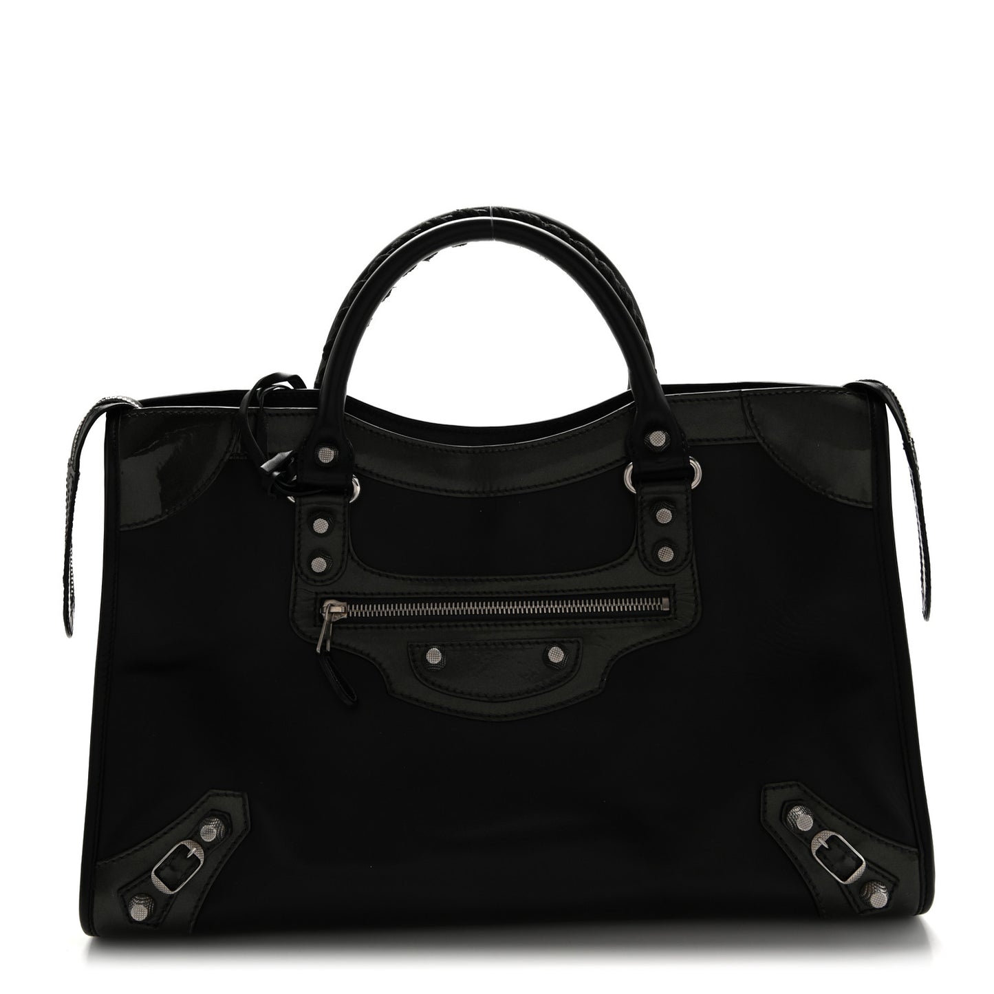 Smooth Calfskin Metallic Patent Giant 12 Silver Hardware City Vert Poker Fonce