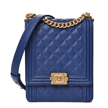 Chanel Caviar Quilted North South Boy Flap Blue 1 of 11