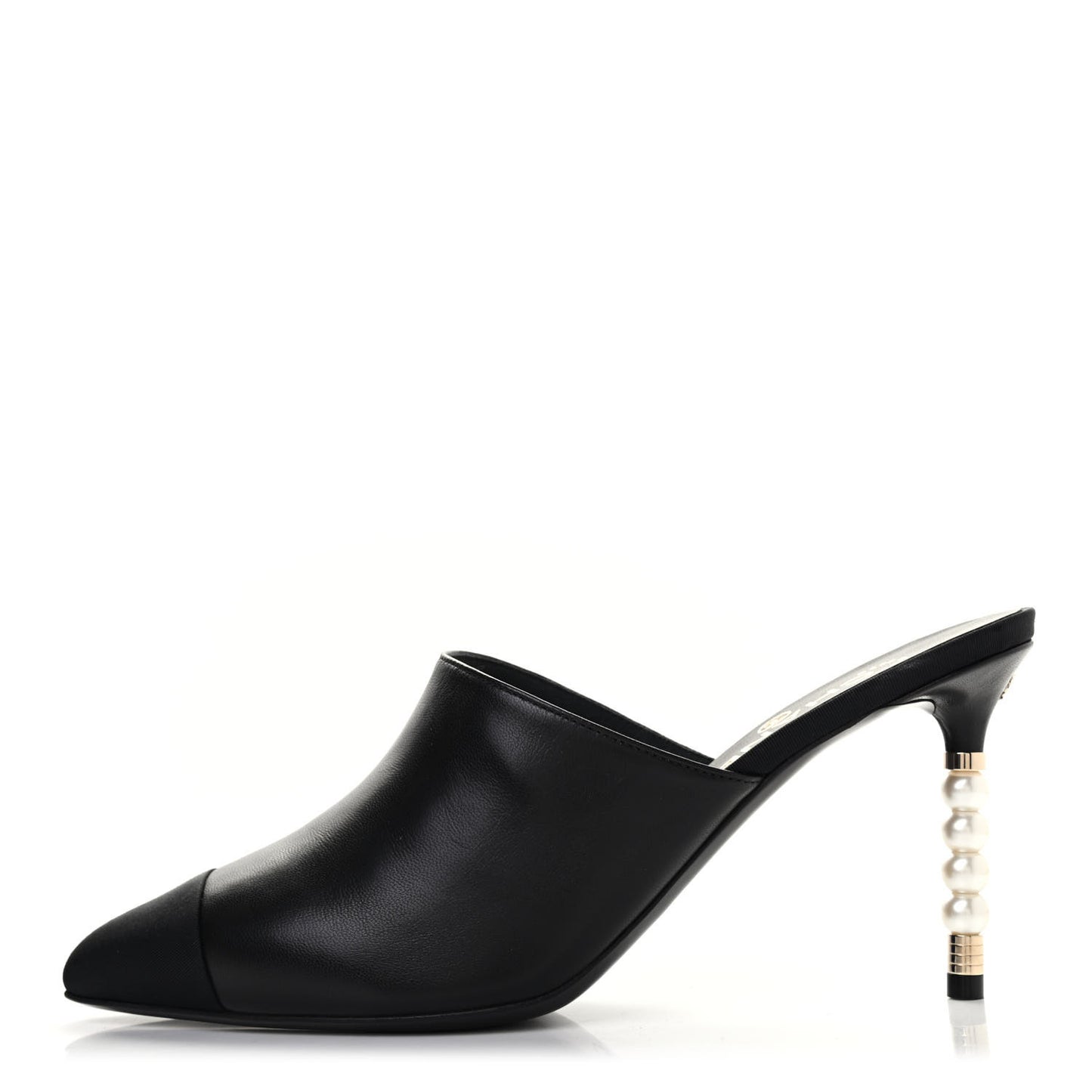Lambskin Grosgrain Cap Toe Pearl Mule 40 Black
