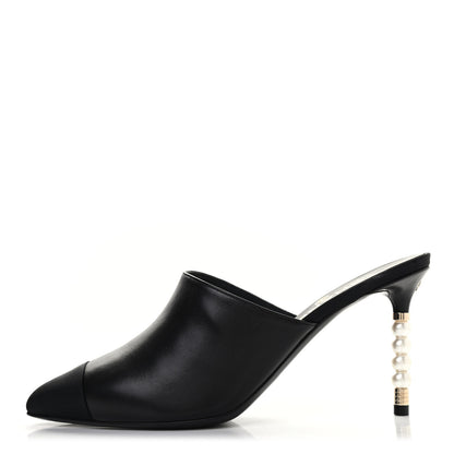 Chanel Lambskin Grosgrain Cap Toe Pearl Mule 40 Black 1 of 8