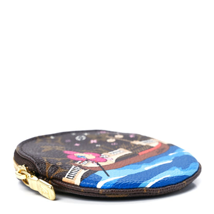 Louis Vuitton Monogram 2019 Christmas Animation Round Coin Purse Blue 3 of 10