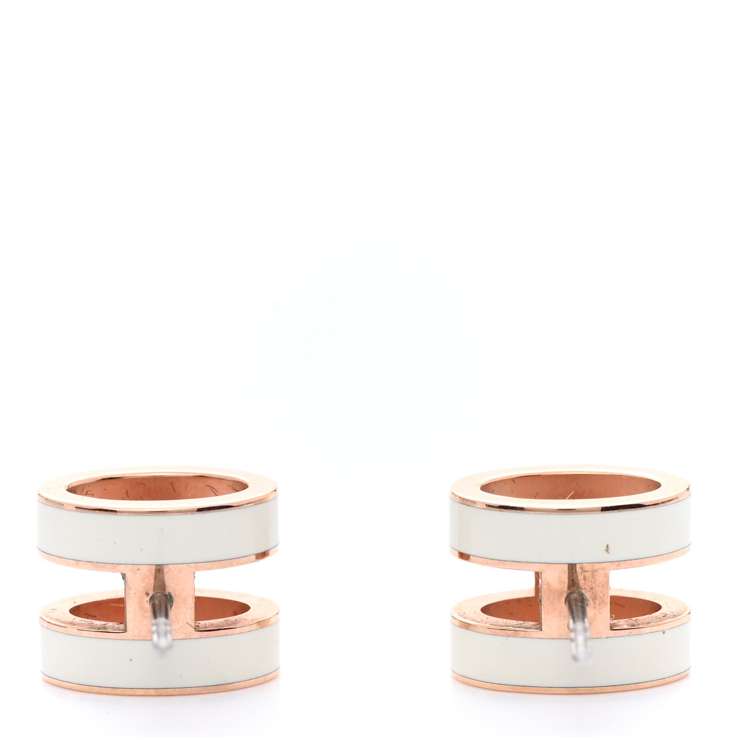 Rose Gold Lacquered Mini Pop H Earrings White