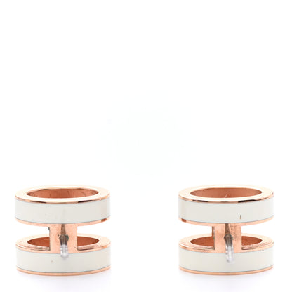 Hermes Rose Gold Lacquered Mini Pop H Earrings White 4 of 11