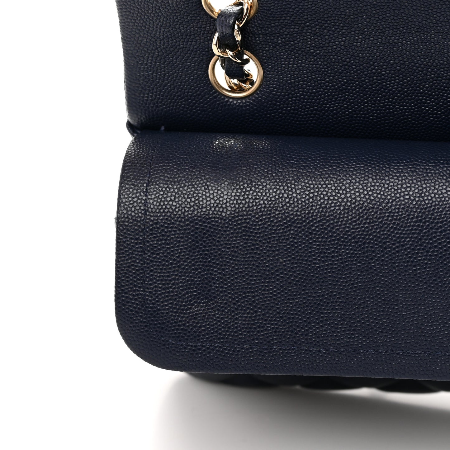Caviar Quilted Medium Double Flap Navy