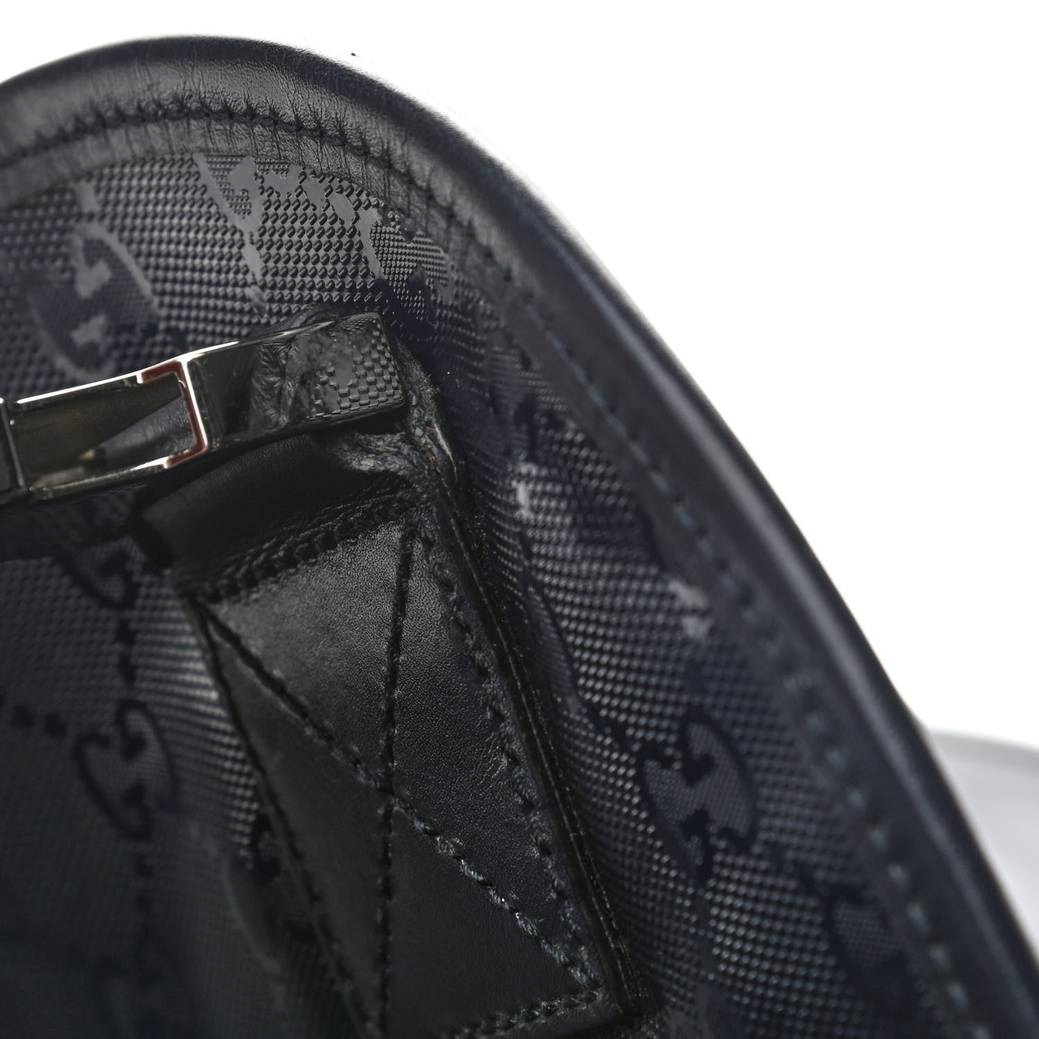 Gucci Imprime Monogram Large Double Buckle Flap Messenger Bag Black 8 of 11