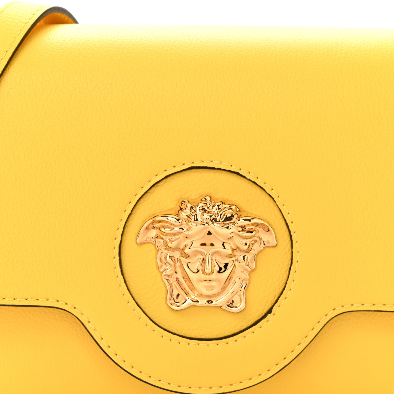 Versace Grained Calfskin La Medusa Flap Shoulder Bag Yellow 7 of 10