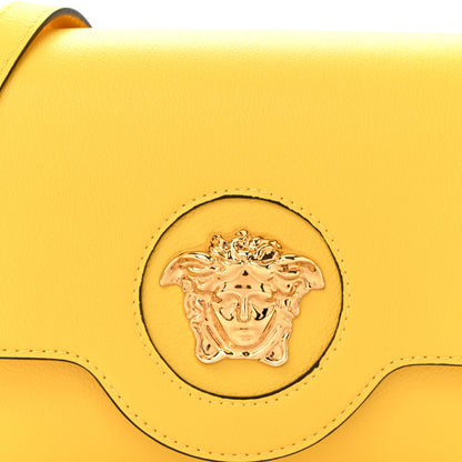 Versace Grained Calfskin La Medusa Flap Shoulder Bag Yellow 7 of 10