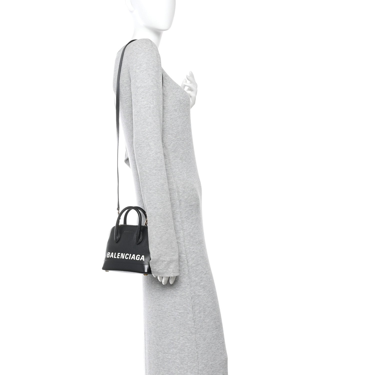 Balenciaga Signature Grained Calfskin Logo XXS Ville Top Handle Bag Black White 2 of 9