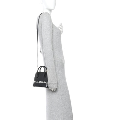 Balenciaga Signature Grained Calfskin Logo XXS Ville Top Handle Bag Black White 2 of 9