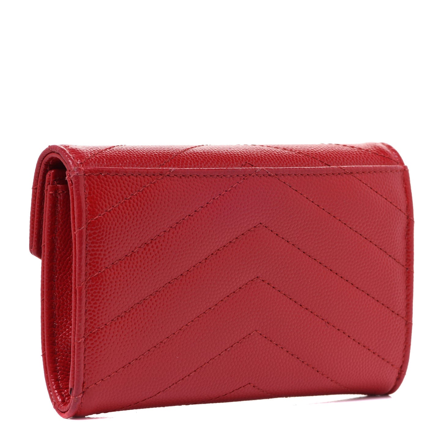 Grain De Poudre Matelasse Chevron Small Monogram Envelope Wallet Rouge Eros