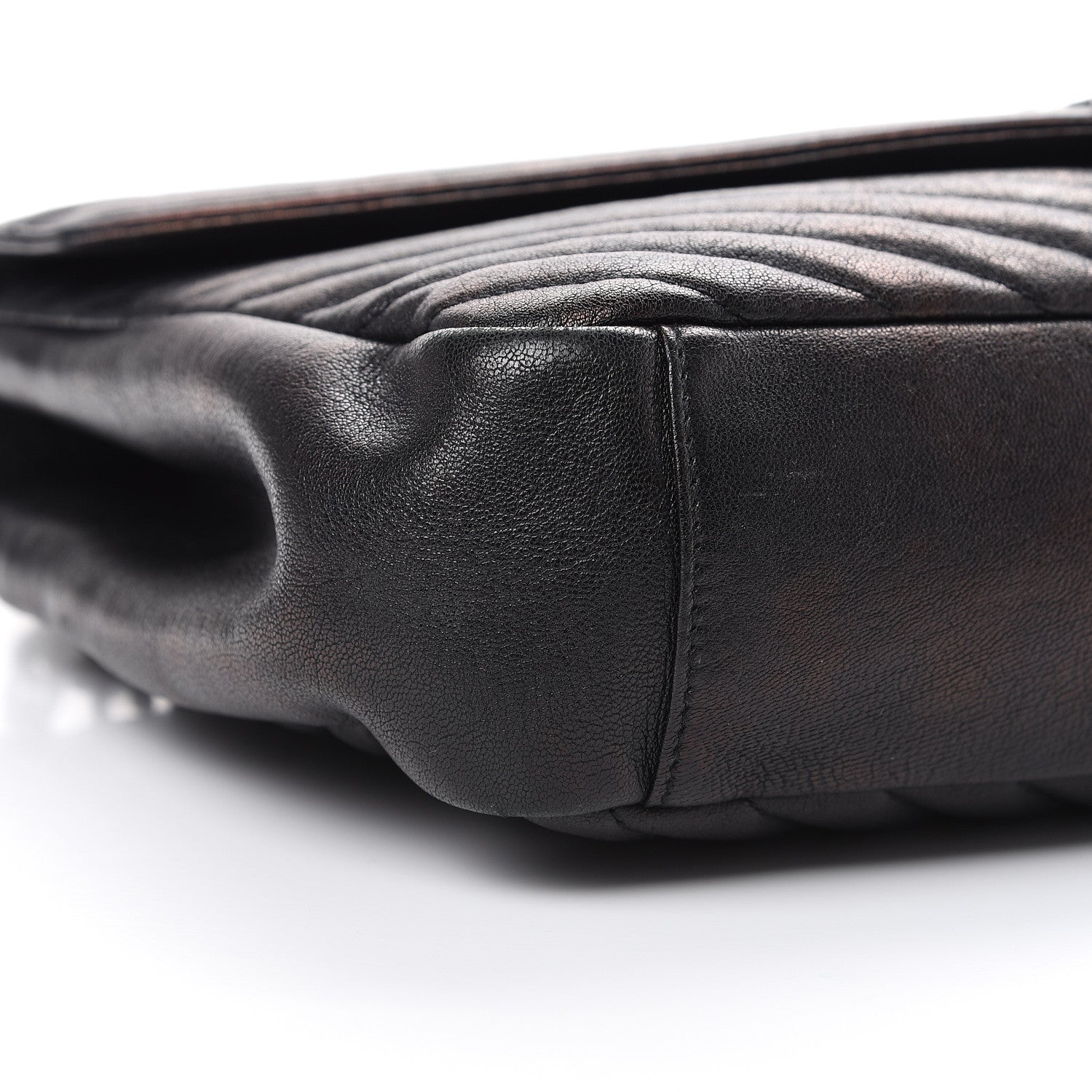 Saint Laurent Sheepskin Matelasse Chevron Monogram Large College Satchel Black 9 of 12