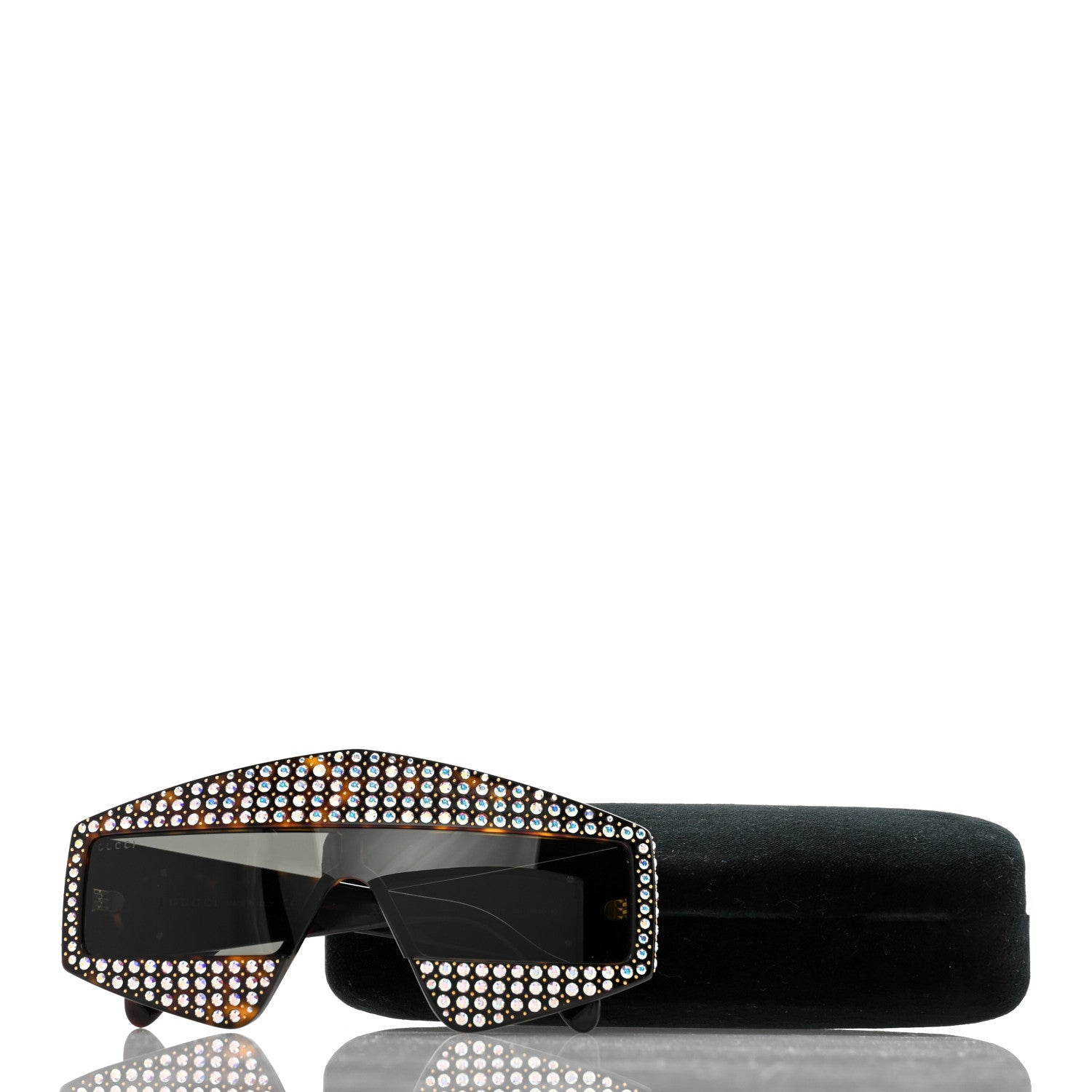 Gucci Crystal Rectangular Frame Sunglasses GG0357S Tortoiseshell 8 of 8