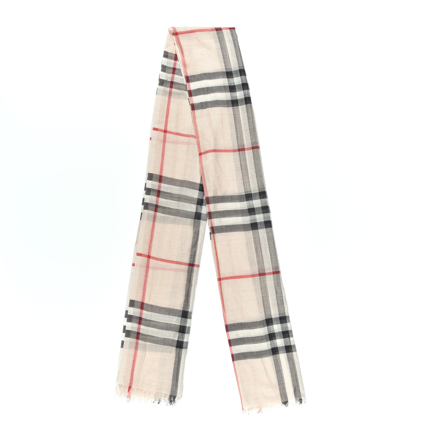 Burberry Wool Silk Gauze Giant Check Scarf Stone 3 of 4