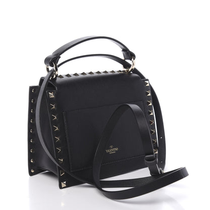 Valentino Garavani Vitello Rockstud Overlay Flap Top Handle Bag Black 3 of 9