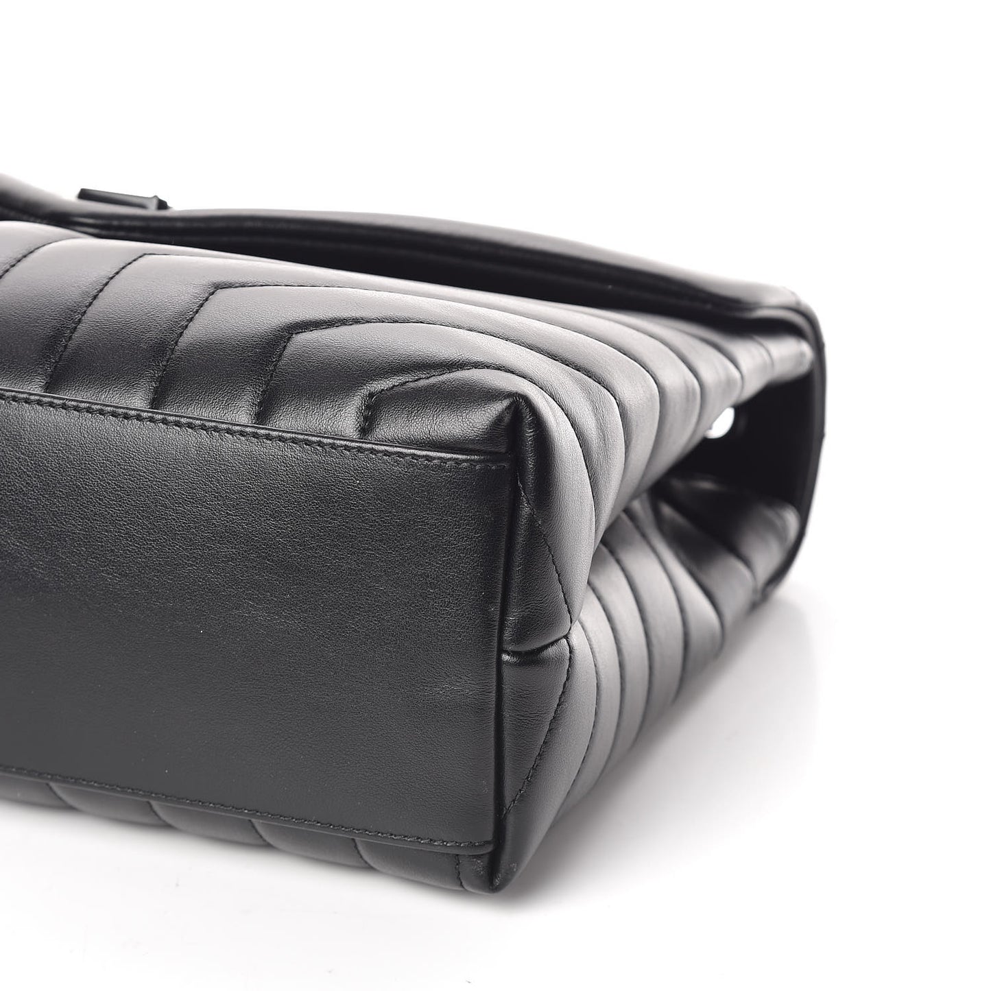 Calfskin Y Quilted Monogram Medium Loulou Chain Satchel Black