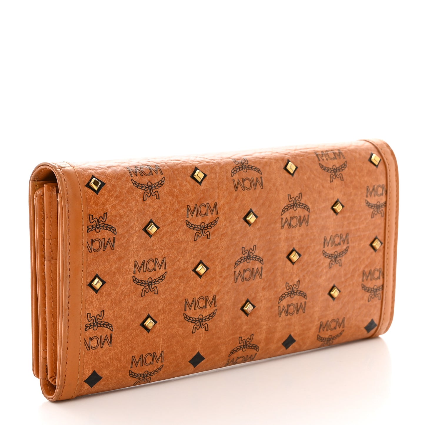 Visetos Studded Continental Flap Wallet Cognac