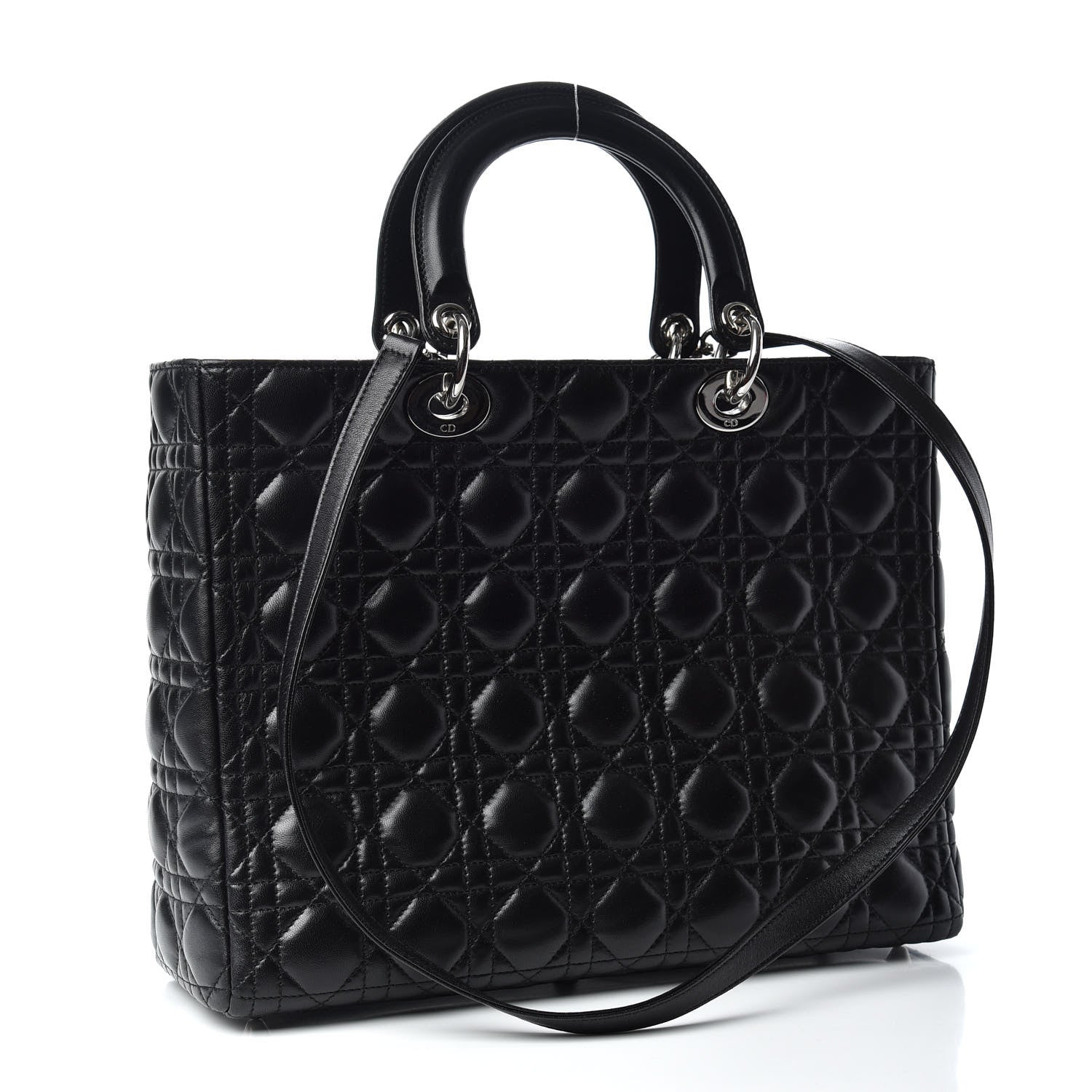 Christian Dior Lambskin Cannage Large Lady Dior Black 3 of 9
