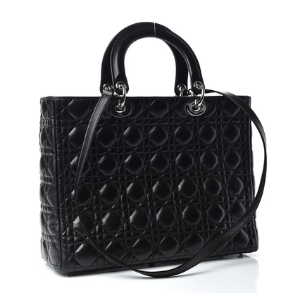 Christian Dior Lambskin Cannage Large Lady Dior Black 3 of 9