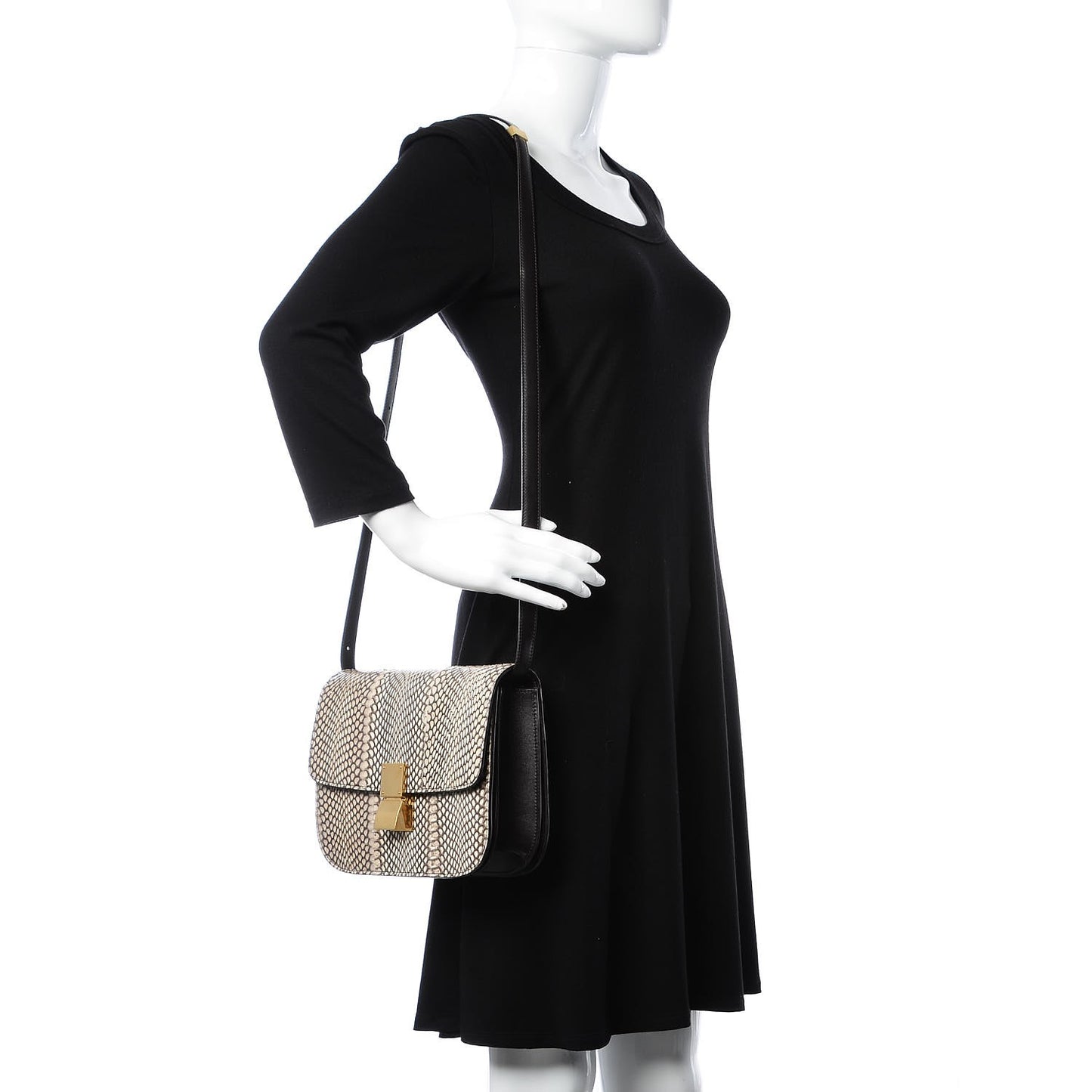 Cobra Calfskin Medium Classic Box Flap Bag Natural
