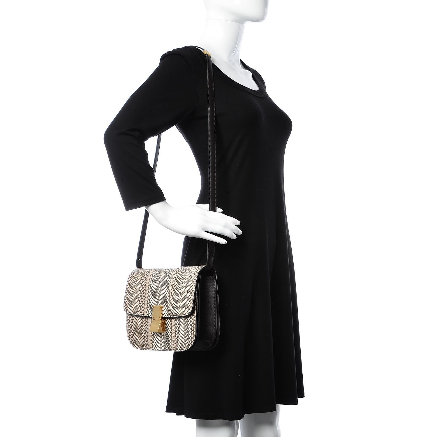Celine Cobra Calfskin Medium Classic Box Flap Bag Natural 2 of 6