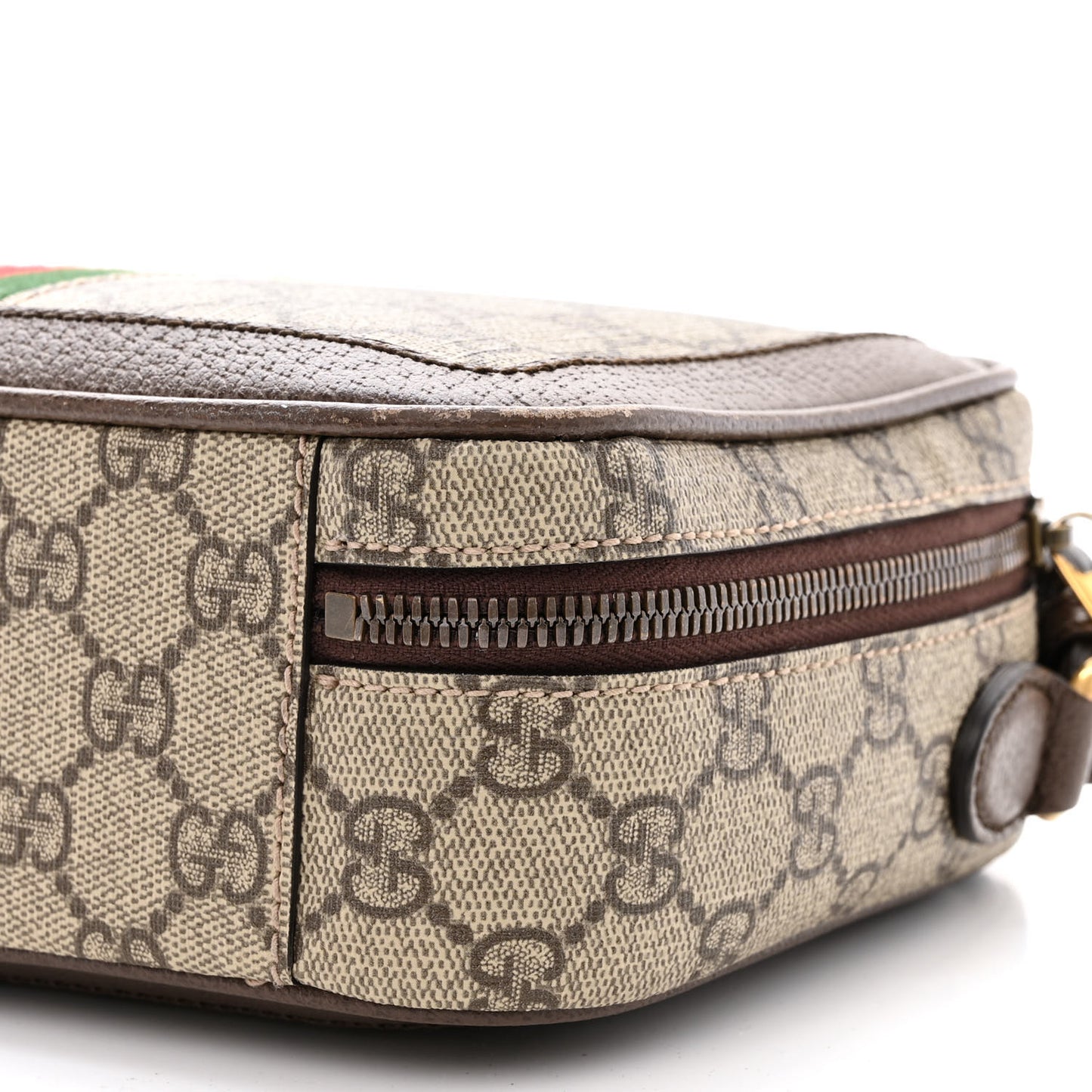 GG Supreme Monogram Web Small Ophidia Top Handle Shoulder Bag Brown