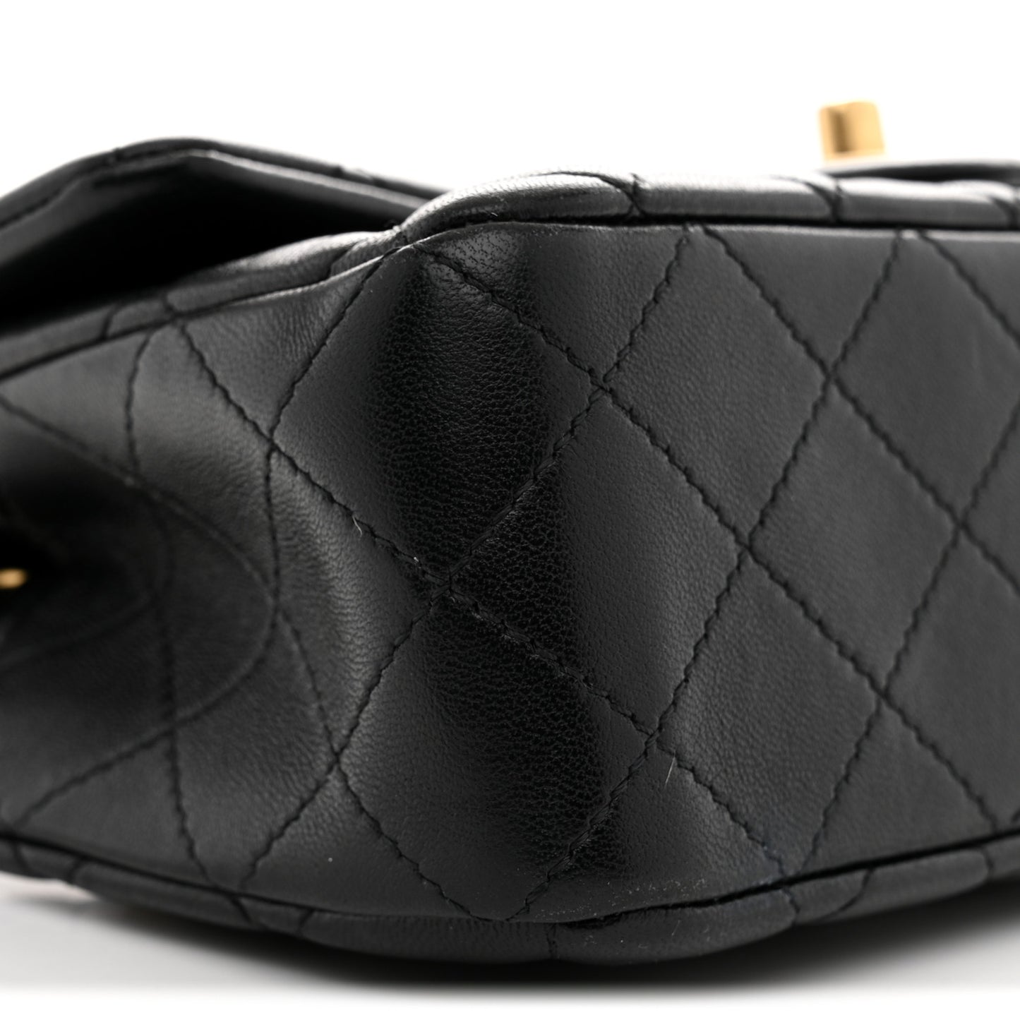 Lambskin Quilted Mini Rectangular Pearl Crush Flap Black