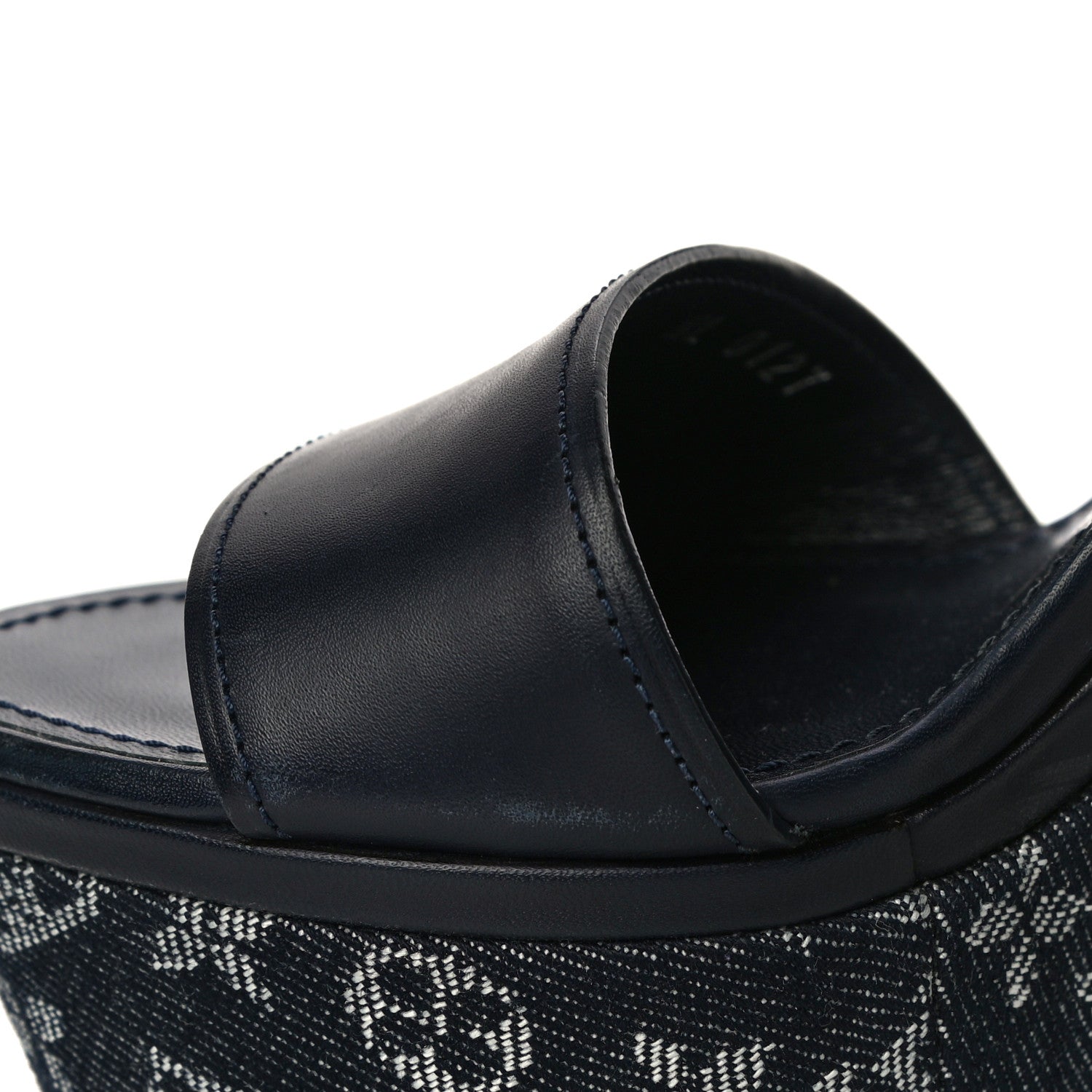 Louis Vuitton Calfskin Monogram Denim Waterfall Wedge Sandals 38 Blue 15 of 18