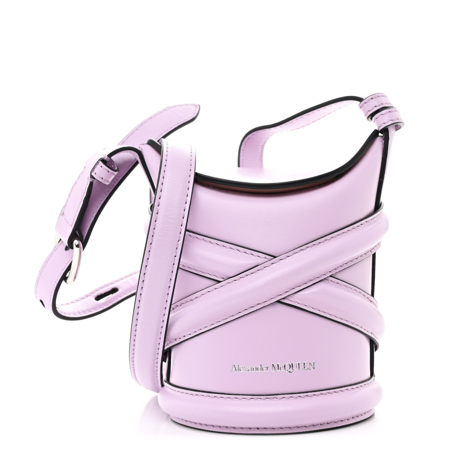 Alexander McQueen Calfskin Mini Curve Bucket Bag  Lilac 1 of 10