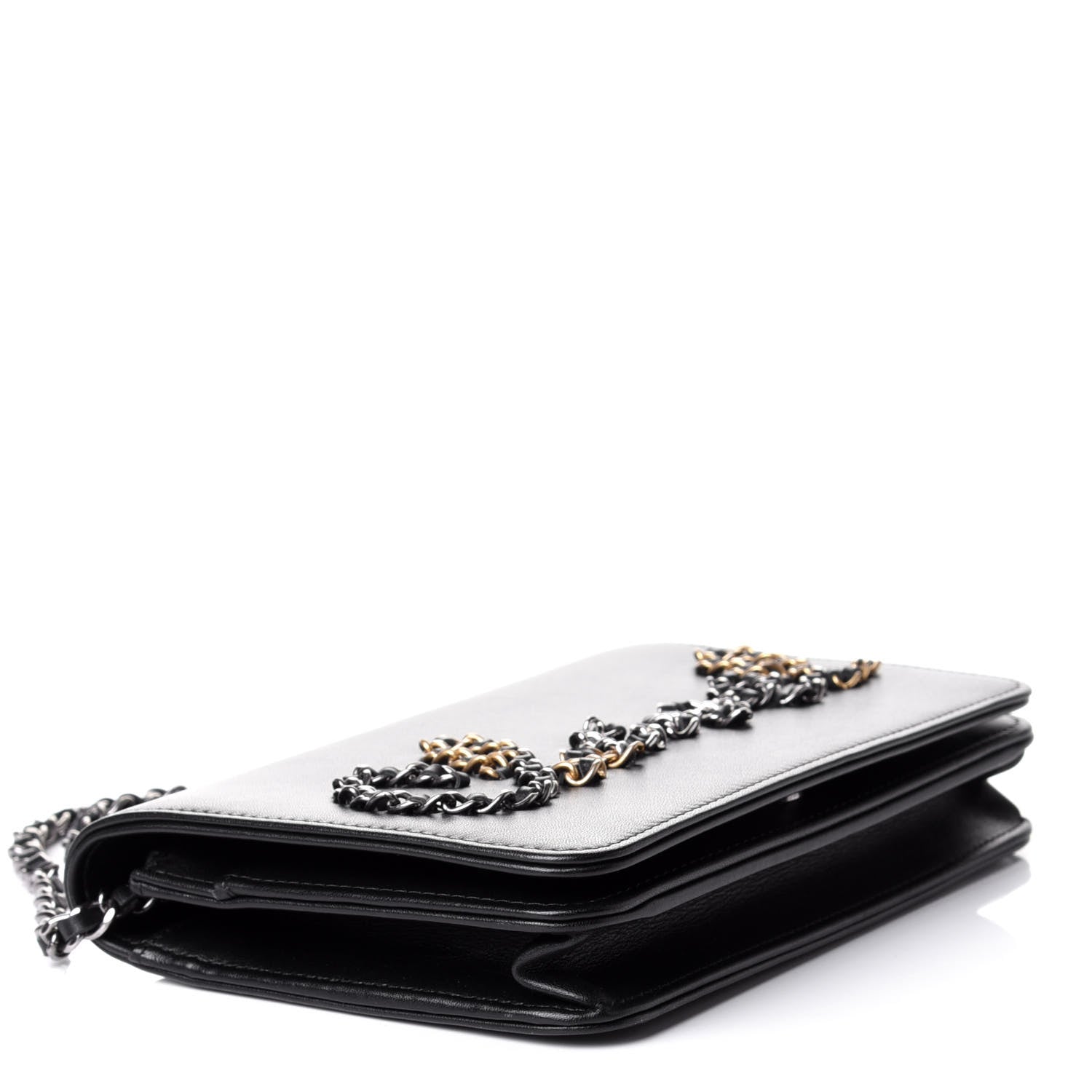 Chanel Calfskin Chain 20s Signe Wallet on Chain WOC Black 4 of 11