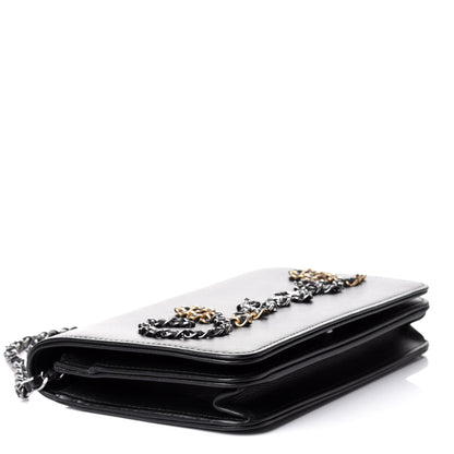 Chanel Calfskin Chain 20s Signe Wallet on Chain WOC Black 4 of 11