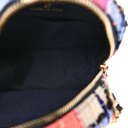 Chanel Tweed Quilted Round Clutch With Chain Blue Orange Multicolor 5 of 11