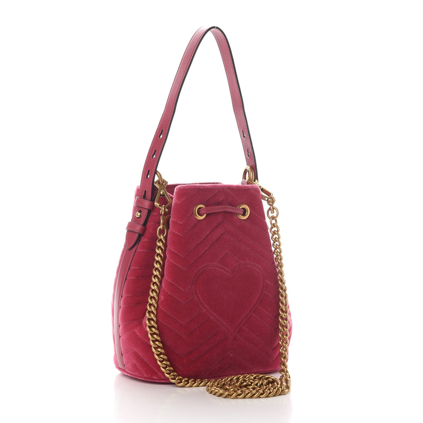 Velvet Matelasse GG Marmont Bucket Bag Light Raspberry Rose