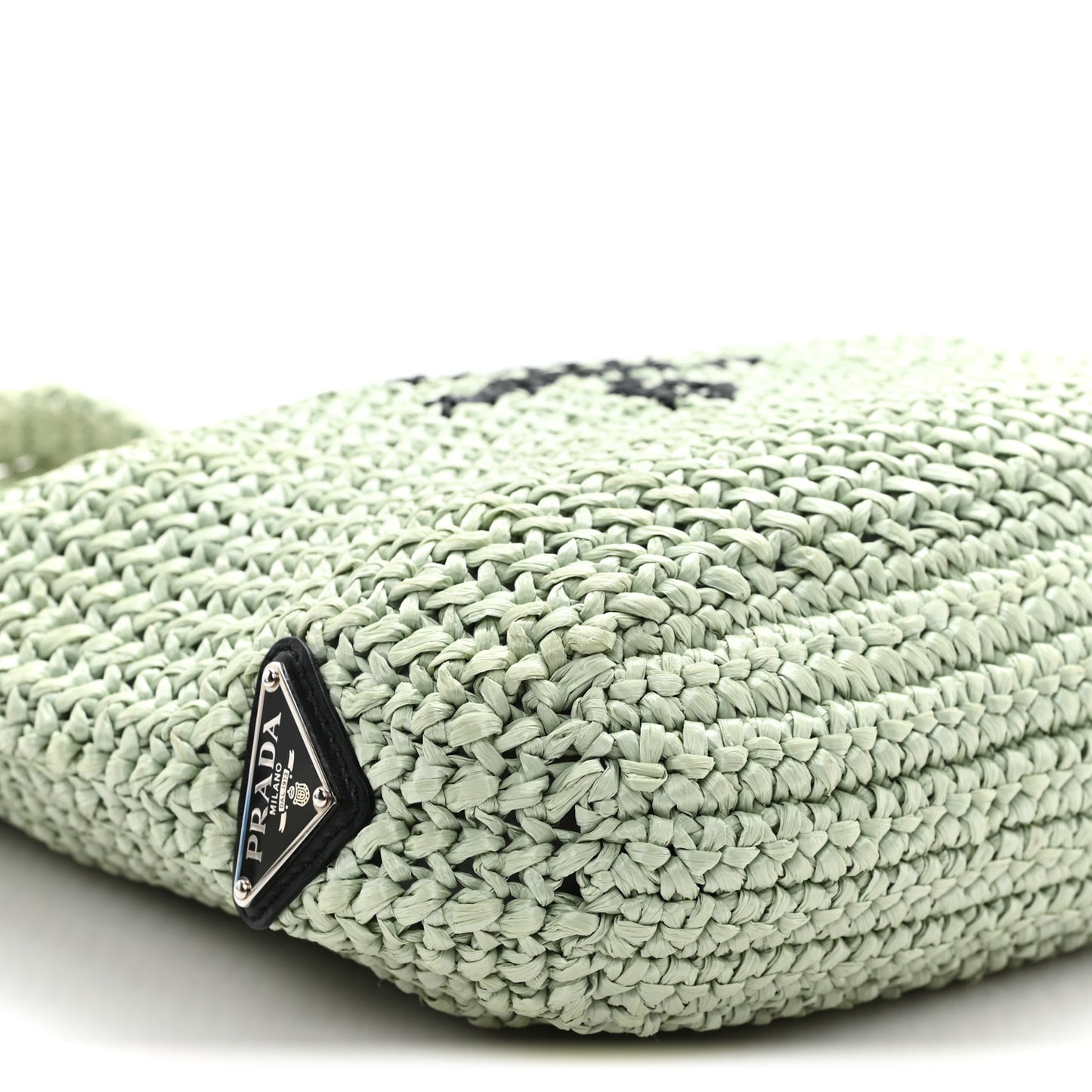 Yarn Raffia Effect Crochet Small Logo Tote Acqua