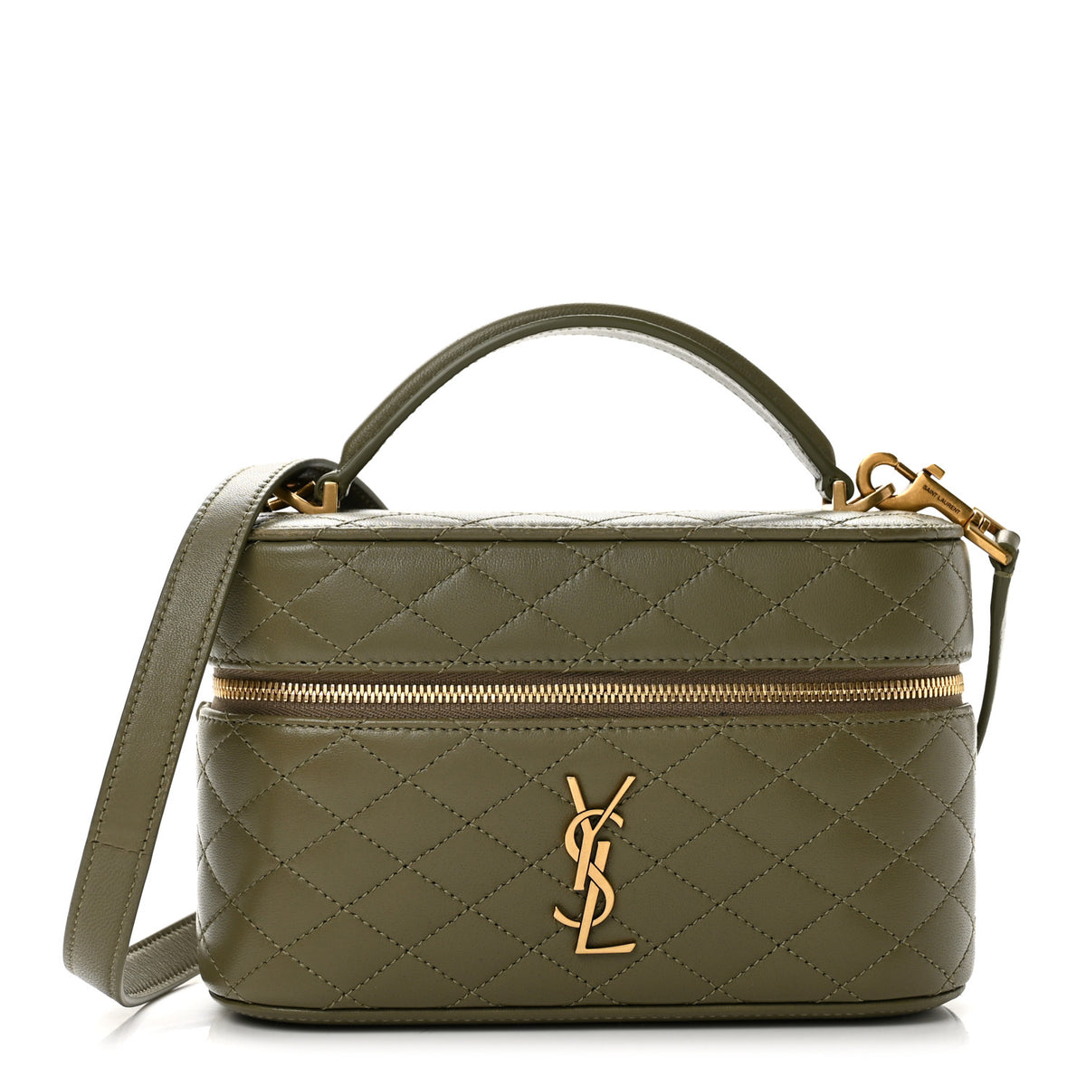 Lambskin Quilted Mini Gaby Vanity Case Strong Moss