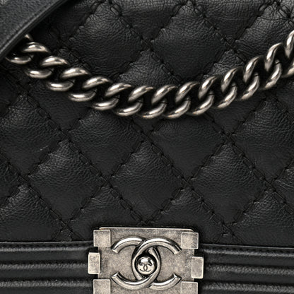 Chanel Calfskin Quilted Double Stitch New Medium Boy Flap Black 7 of 9