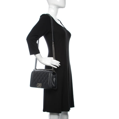 Chanel Calfskin Double Stitch Medium Boy Flap Black 2 of 15