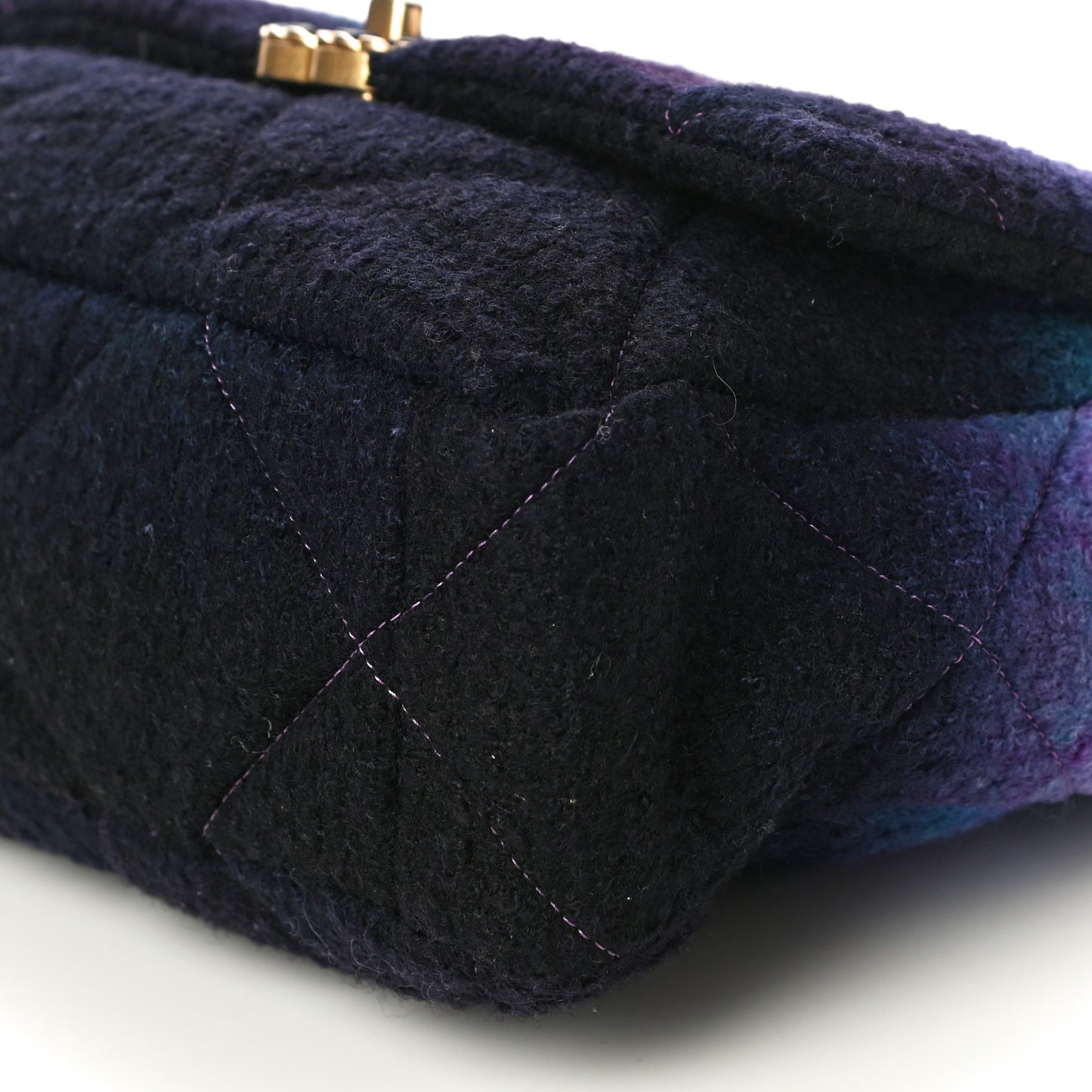 Wool Tweed Quilted Large Chanel 19 Flap Purple Black Blue