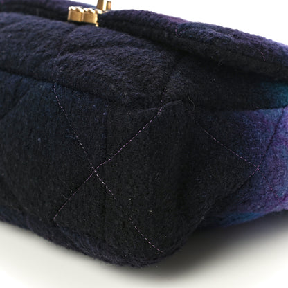 Chanel Wool Tweed Quilted Large Chanel 19 Flap Purple Black Blue 10 of 10
