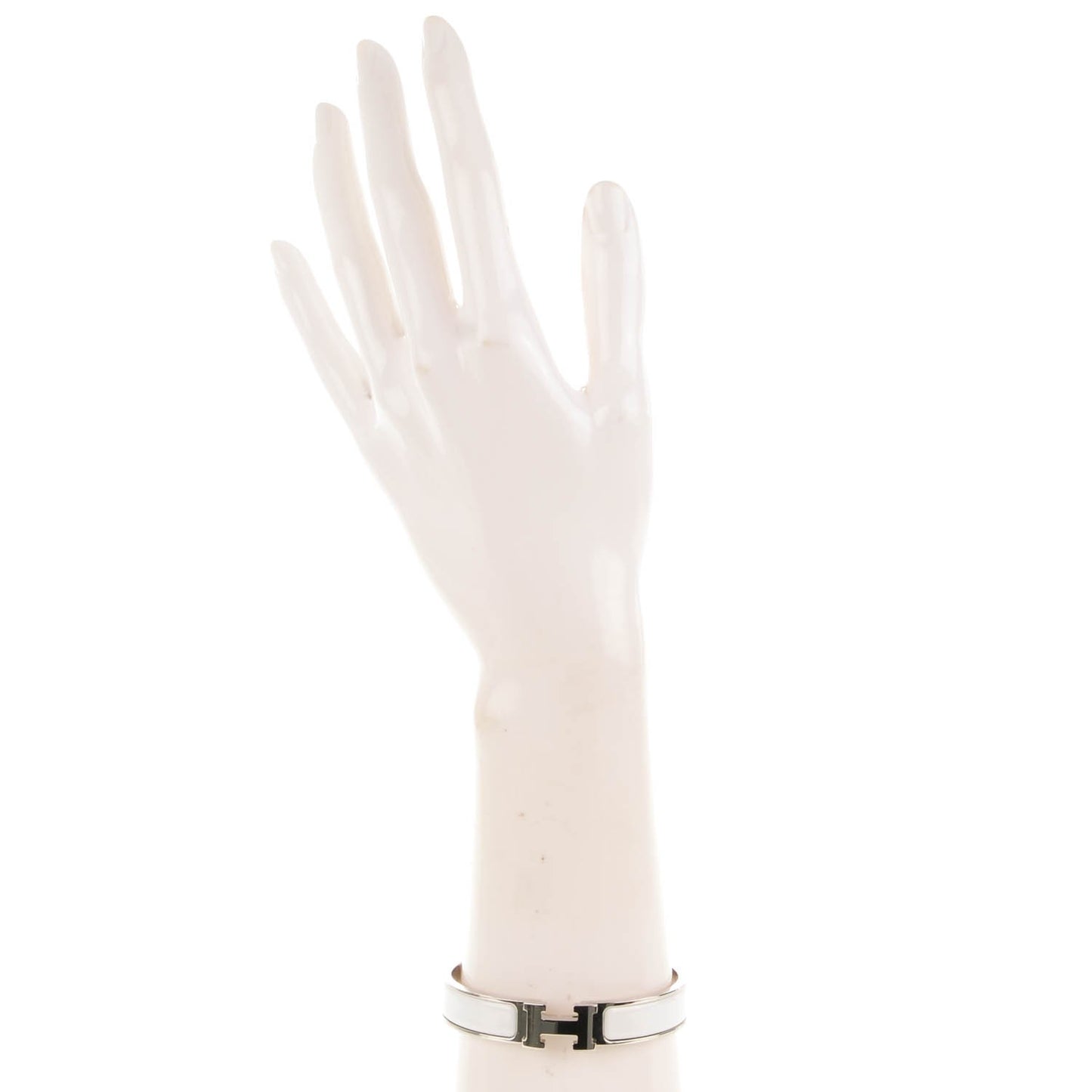 Enamel Narrow Clic Clac H Bracelet GM White
