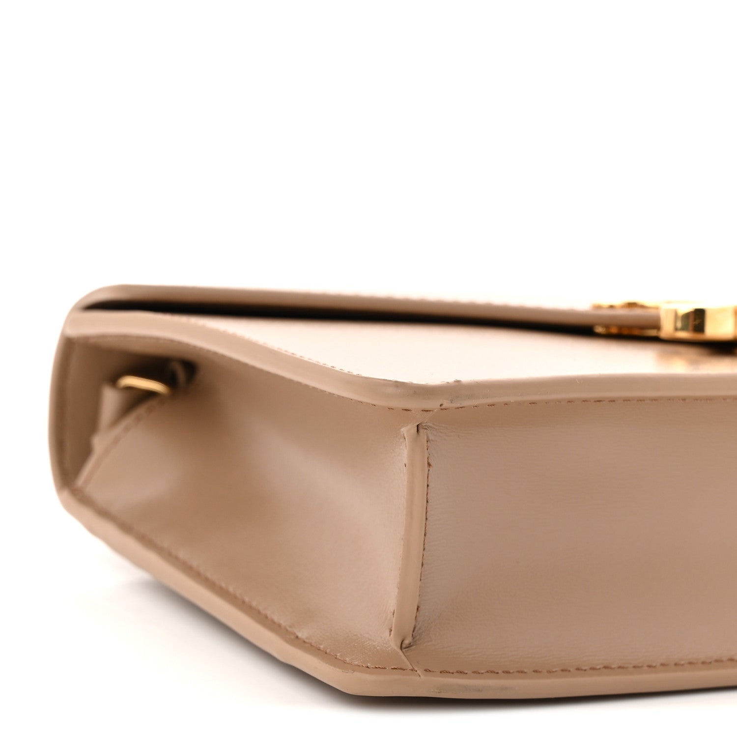 Celine Shiny Calfskin Triomphe Margo Wallet on Chain Smoked Brown 9 of 10