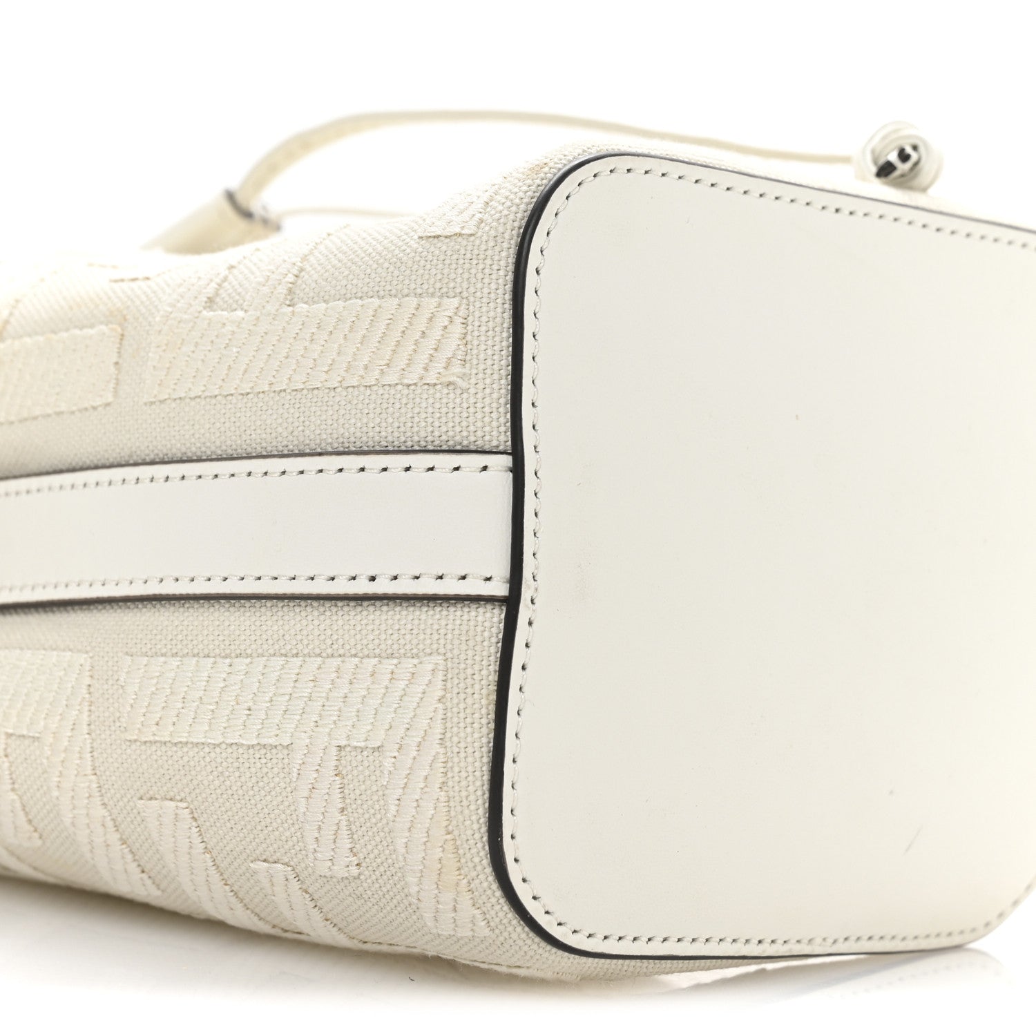 Fendi Canvas Nappa F is Fendi FF Embroidered Mini Mon Tresor Bucket Bag White Ice 9 of 11