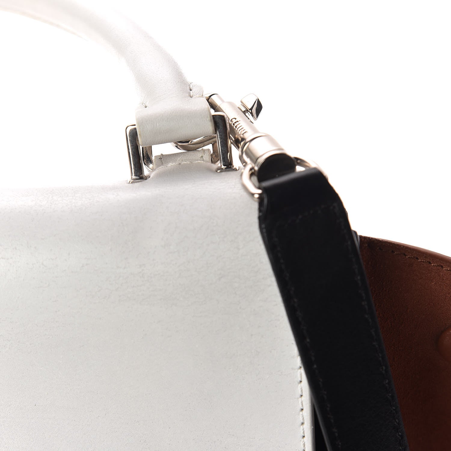 Celine Smooth Calfskin Suede Medium Tri-Color Trapeze White 9 of 18