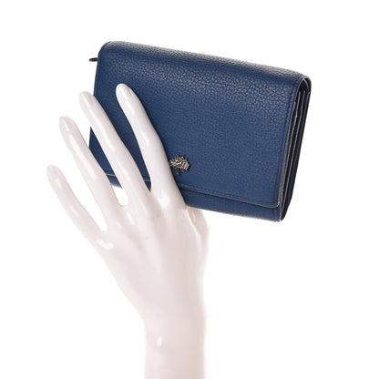 Mulberry Glossy Goatskin Tree French Purse Wallet Blue 2 of 6