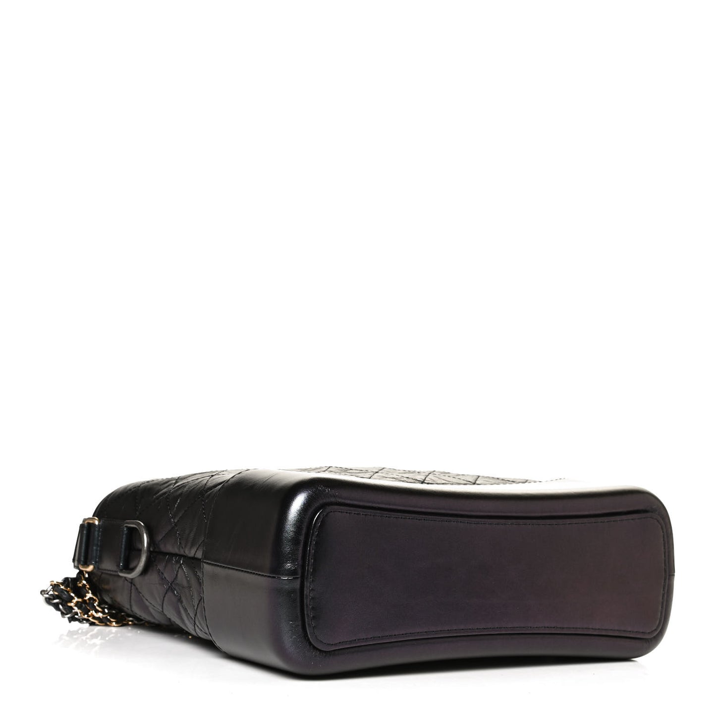 Iridescent Aged Calfskin Quilted Medium Gabrielle Hobo Black