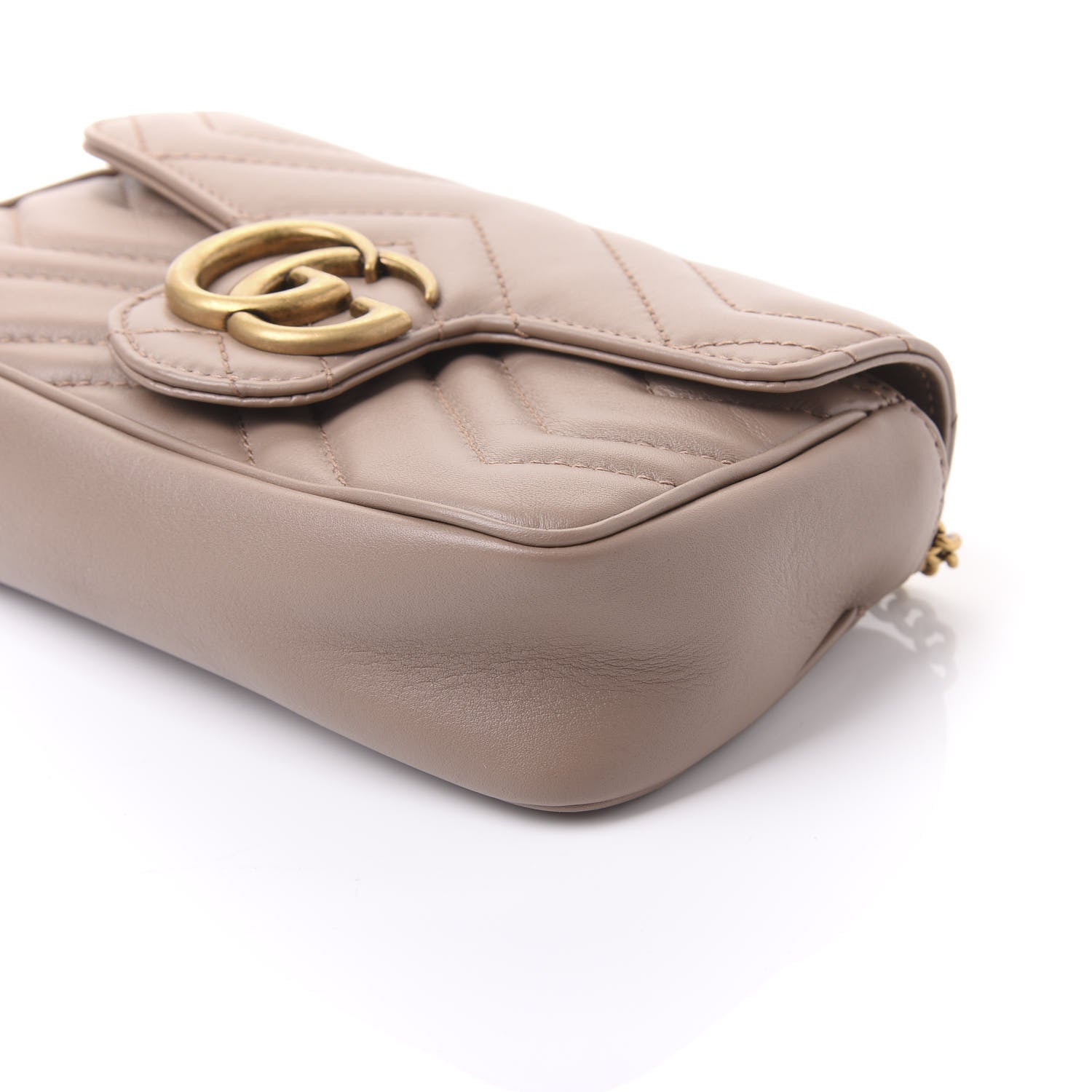 Gucci Calfskin Matelasse Super Mini GG Marmont Shoulder Bag Porcelain Rose 17 of 26