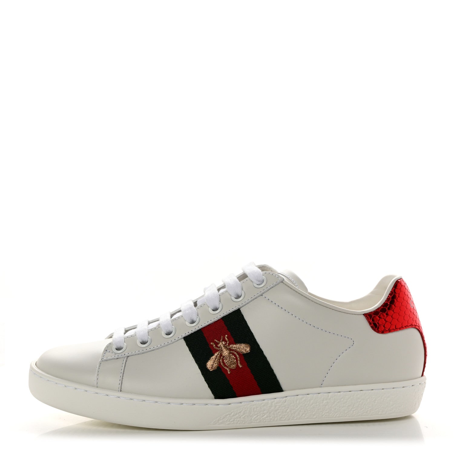 Gucci Calfskin Ayers Web Bee Embroidered Ace Sneakers 36.5 White 1 of 9