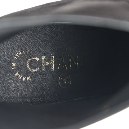 Chanel Suede Calfskin Pearl Cap Toe Short Boots 36 Black 7 of 8