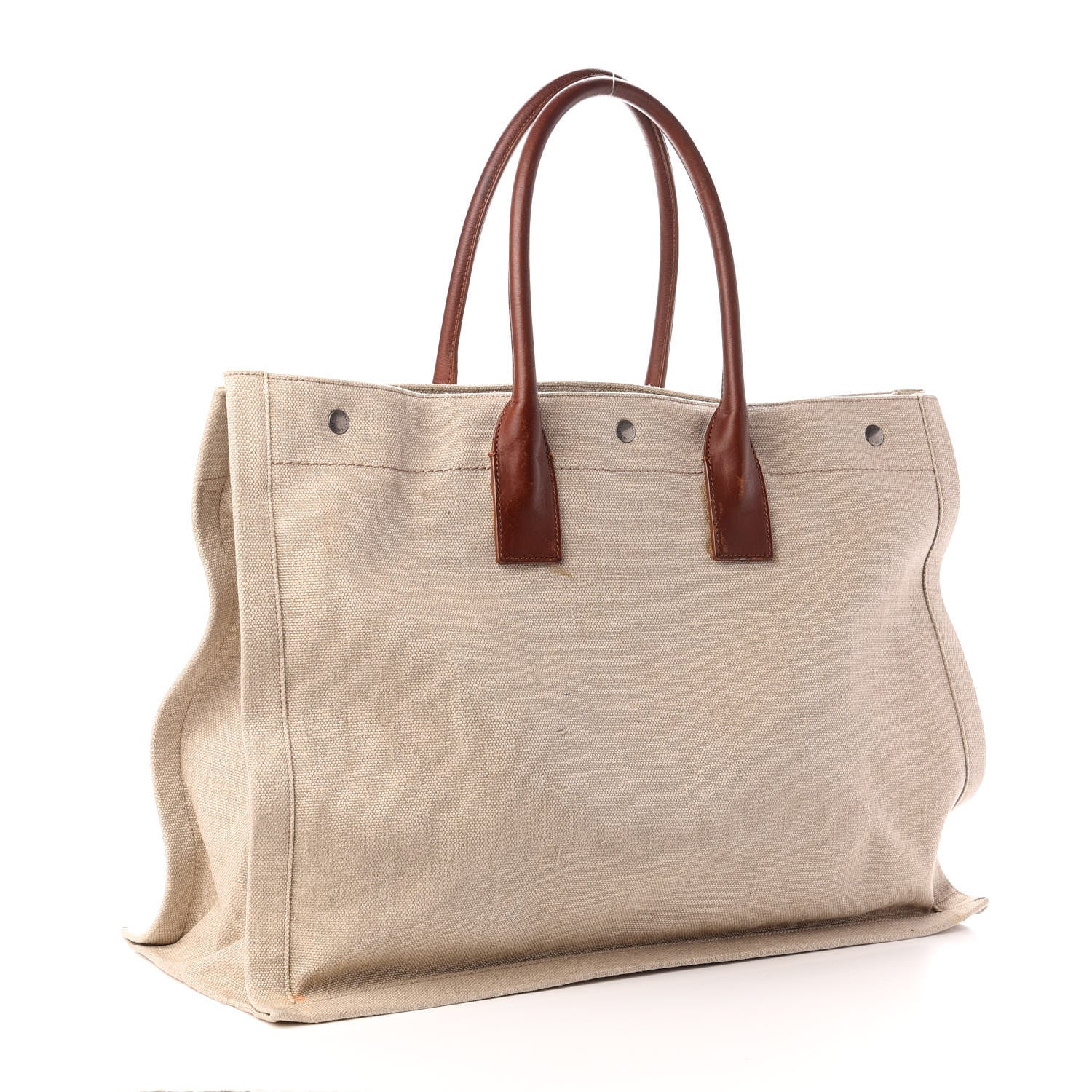Saint Laurent Linen Calfskin Rive Gauche Tote Tan 3 of 10